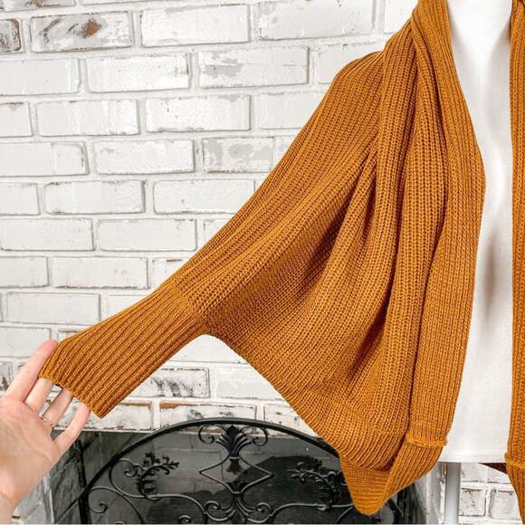 Cozy True Fall Orange Spice Shrug Cardigan Sweater 3/4 Sleeve Layering S - Picture 3 of 7